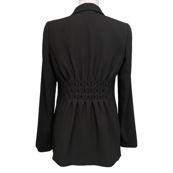 ELIE TAHARI Alice Ruched Back Crepe Jacket in Black - Size 8 - Picture 4 of 5